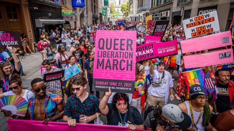 Thousands of New Yorkers took to the streets of Manhattan to participate on the Reclaim Pride Coalition's third annual Queer Liberation March in 2021.